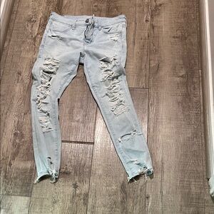 American Eagle Outfitters Light Blue Ripped Skinny Jeans